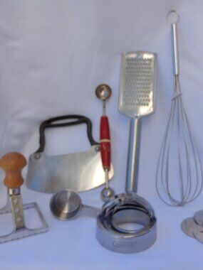 Vintage Baking Bundle Tools Whisk Grater Dough Cutter Biscuit Cutters Set